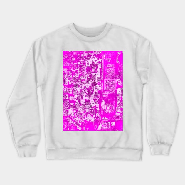 Pink Street Sticker Pop Art NYC Crewneck Sweatshirt by eleonoraingrid